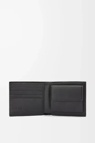 Bifold coin wallet in soft grained calfskin Anthracite