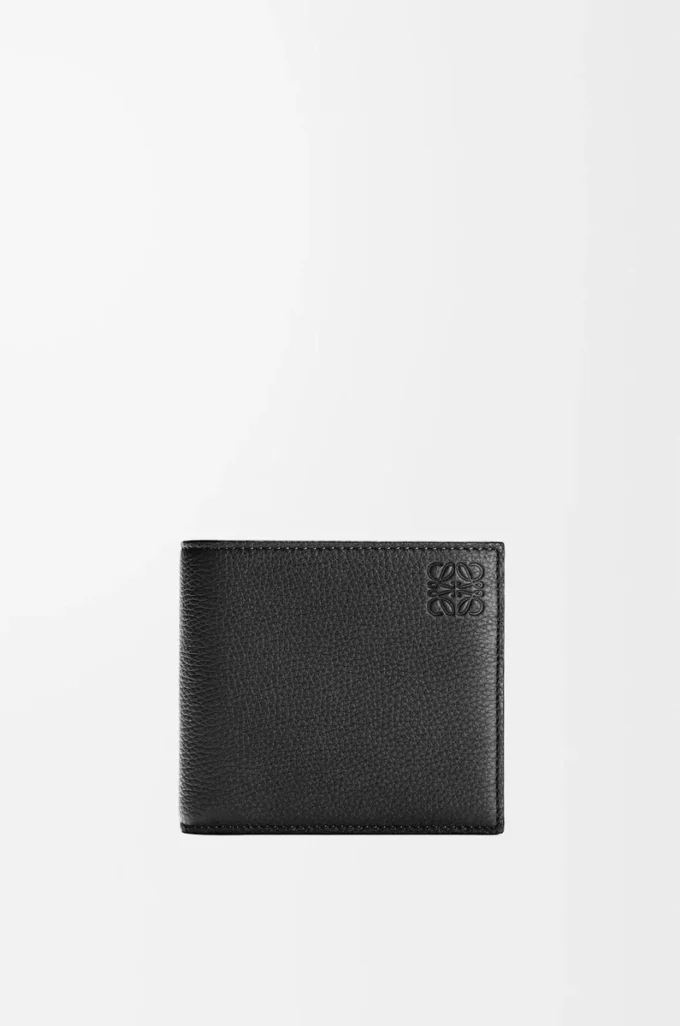 Bifold coin wallet in soft grained calfskin Black Bifold coin wallet in soft grained calfskin Black
