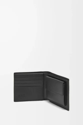 Bifold coin wallet in soft grained calfskin Black