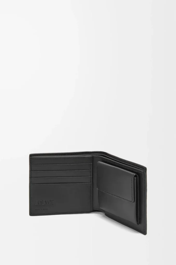 Bifold coin wallet in soft grained calfskin Black Bifold coin wallet in soft grained calfskin Black