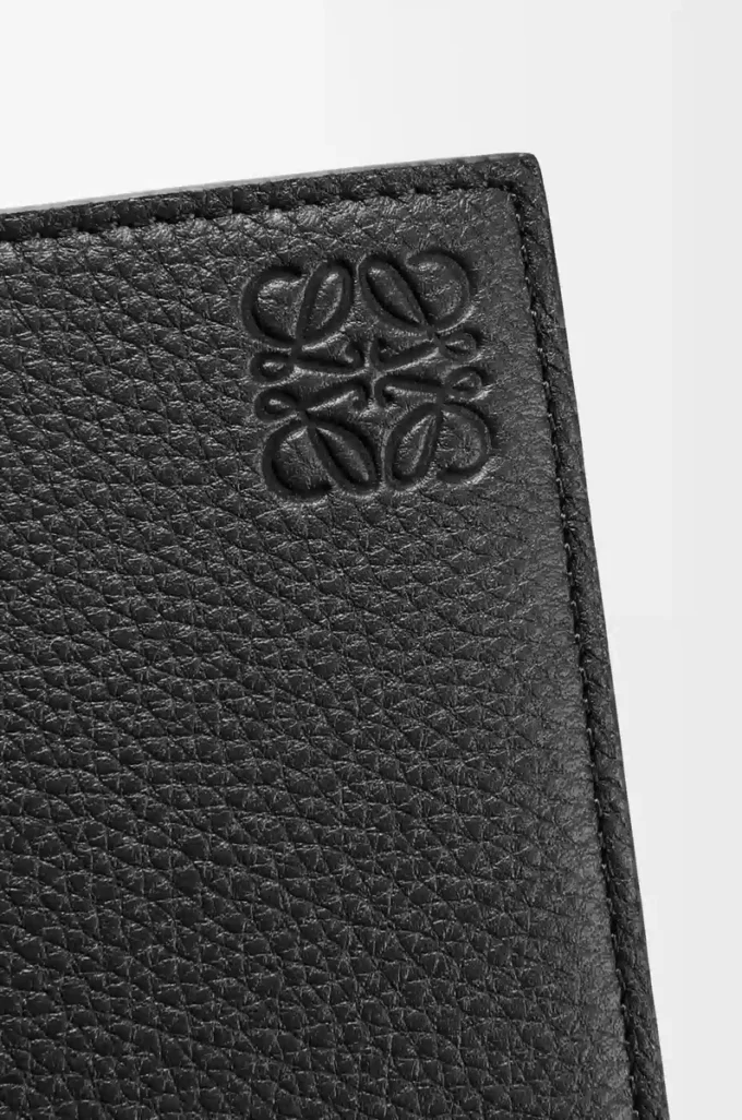 Bifold coin wallet in soft grained calfskin Black Bifold coin wallet in soft grained calfskin Black