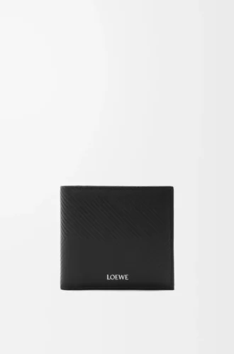 Bifold coin wallet in textured classic calfskin Black