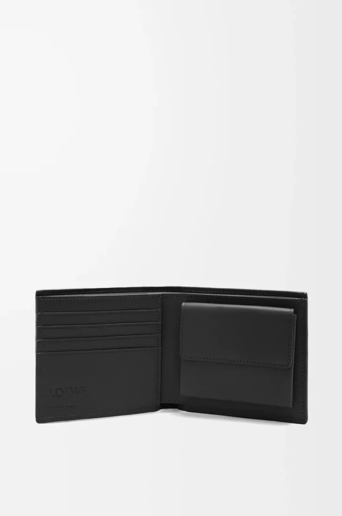 Bifold coin wallet in textured classic calfskin Black Bifold coin wallet in textured classic calfskin Black