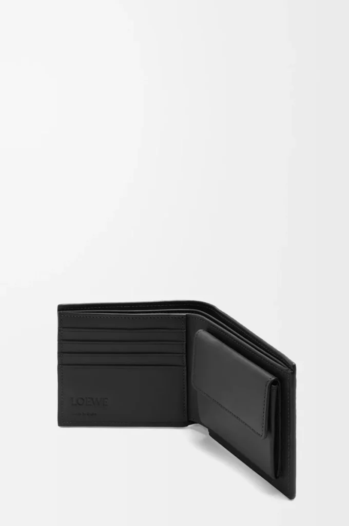 Bifold coin wallet in textured classic calfskin Black Bifold coin wallet in textured classic calfskin Black