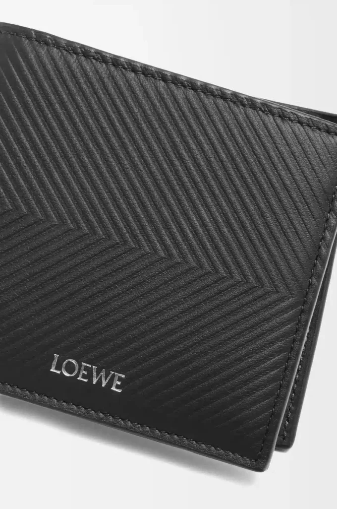Bifold coin wallet in textured classic calfskin Black Bifold coin wallet in textured classic calfskin Black