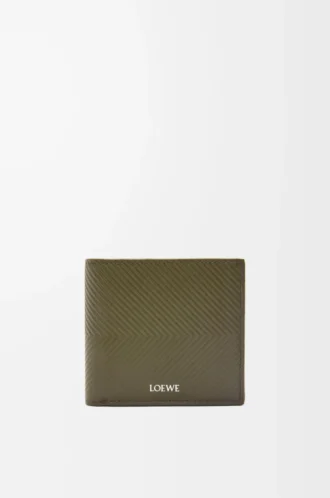 Bifold coin wallet in textured classic calfskin Dark Khaki