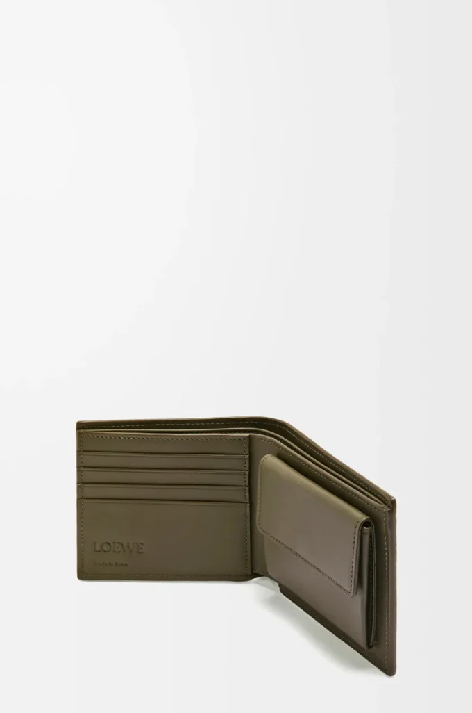 Bifold coin wallet in textured classic calfskin Dark Khaki Bifold coin wallet in textured classic calfskin Dark Khaki