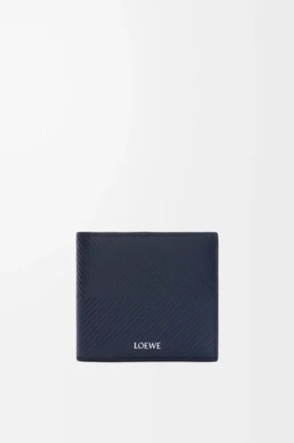 Bifold coin wallet in textured classic calfskin Deep Navy