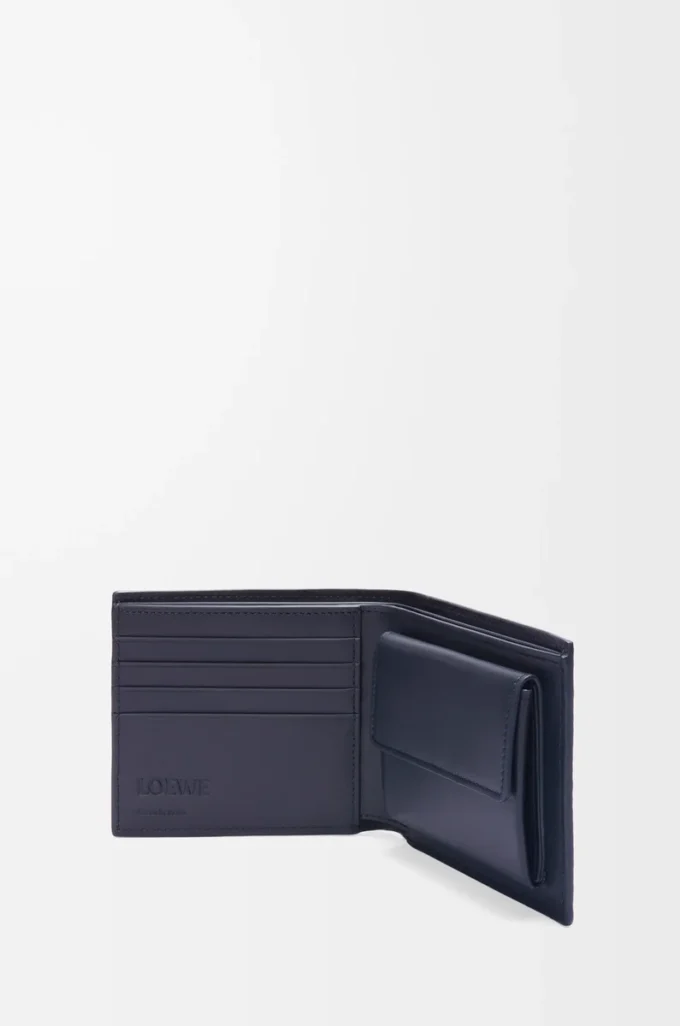 Bifold coin wallet in textured classic calfskin Deep Navy Bifold coin wallet in textured classic calfskin Deep Navy