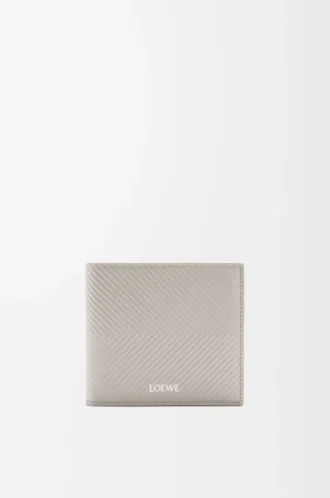 Bifold coin wallet in textured classic calfskin Shell Grey