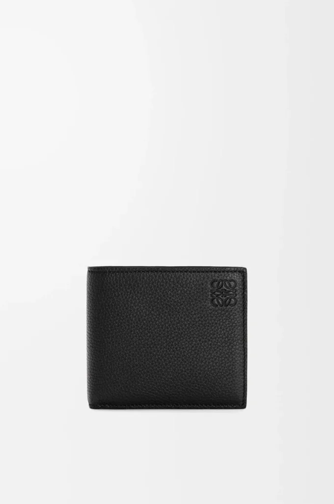 Bifold wallet in soft grained calfskin Black