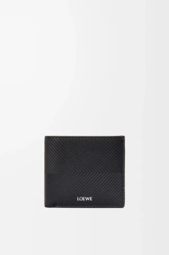 Bifold wallet in textured classic calfskin Black