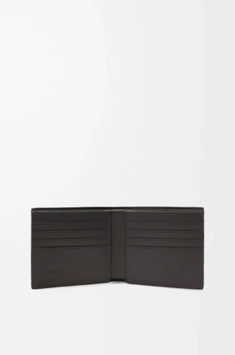 Bifold wallet in textured classic calfskin Dark Grey