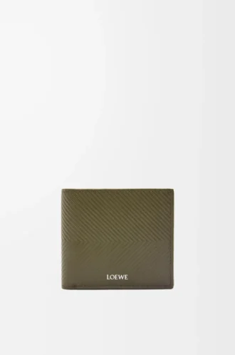Bifold wallet in textured classic calfskin Dark Khaki