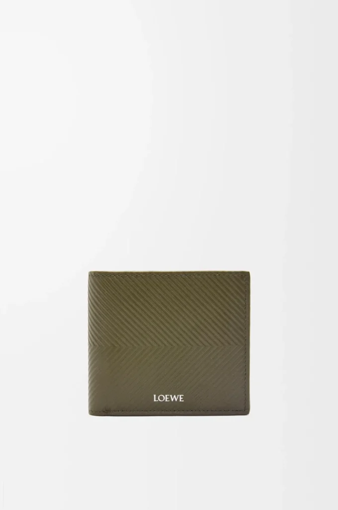 Bifold wallet in textured classic calfskin Dark Khaki