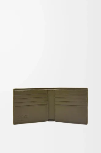 Bifold wallet in textured classic calfskin Dark Khaki
