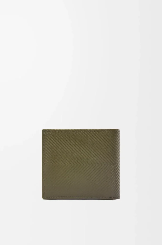 Bifold wallet in textured classic calfskin Dark Khaki