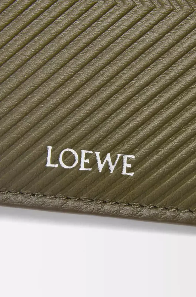 Bifold wallet in textured classic calfskin Dark Khaki
