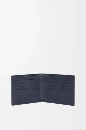 Bifold wallet in textured classic calfskin Deep Navy