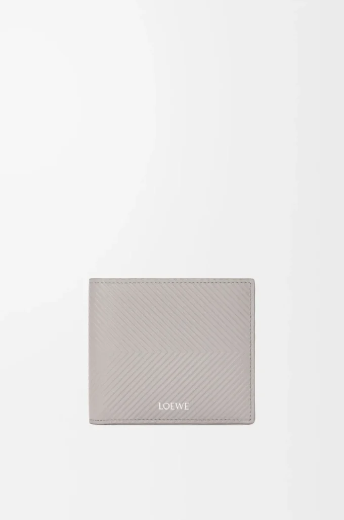 Bifold wallet in textured classic calfskin Shell Grey Bifold wallet in textured classic calfskin Shell Grey