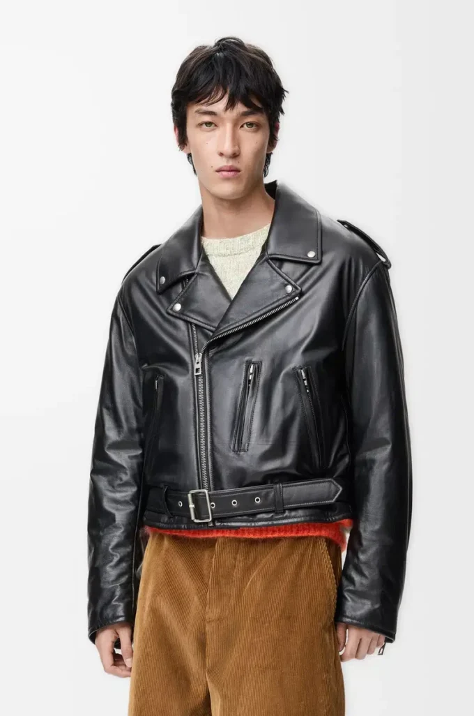 Biker jacket in nappa lambskin Black Biker jacket in nappa lambskin Black