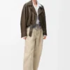 Biker jacket in nappa lambskin Khaki Green