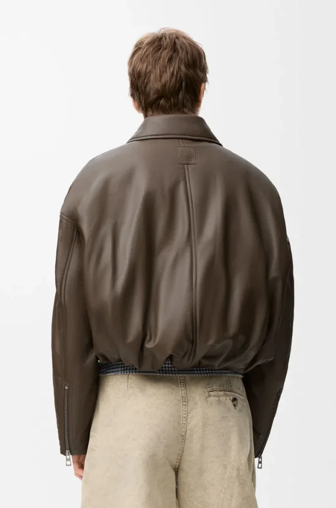 Biker jacket in nappa lambskin Khaki Green