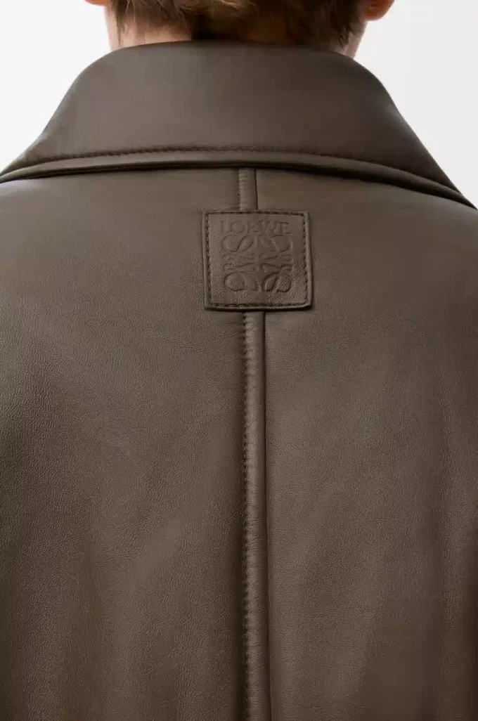 Biker jacket in nappa lambskin Khaki Green
