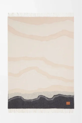 Blanket in alpaca and wool blend Light Beige/Multicolor