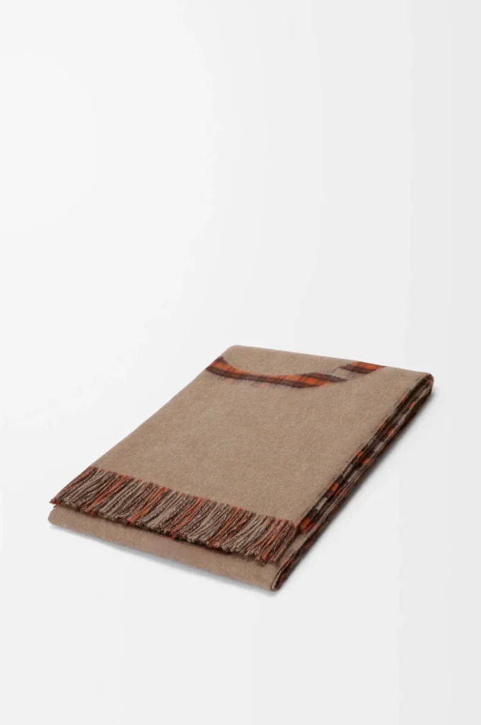 Blanket in wool and cashmere Beige/Orange Blanket in wool and cashmere Beige/Orange