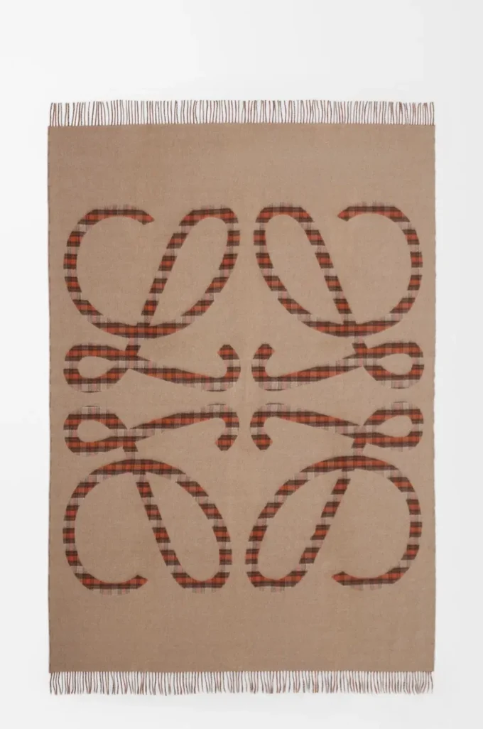 Blanket in wool and cashmere Beige/Orange Blanket in wool and cashmere Beige/Orange