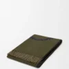 Blanket in wool and cashmere Khaki Green/Black Blanket in wool and cashmere Khaki Green/Black
