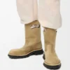 Bobby boot in waxed split calfskin Sahara