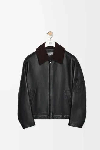 Bomber jacket in nappa lambskin Black/Brown