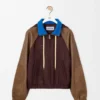 Bomber jacket in nylon, nappa lambskin and suede calfskin Brown Bomber jacket in nylon, nappa lambskin and suede calfskin Brown