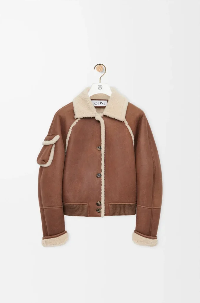 Bomber jacket in shearling Brown