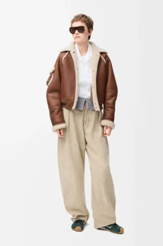 Bomber jacket in shearling Brown