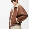 Bomber jacket in shearling Brown