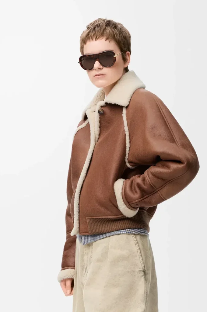 Bomber jacket in shearling Brown