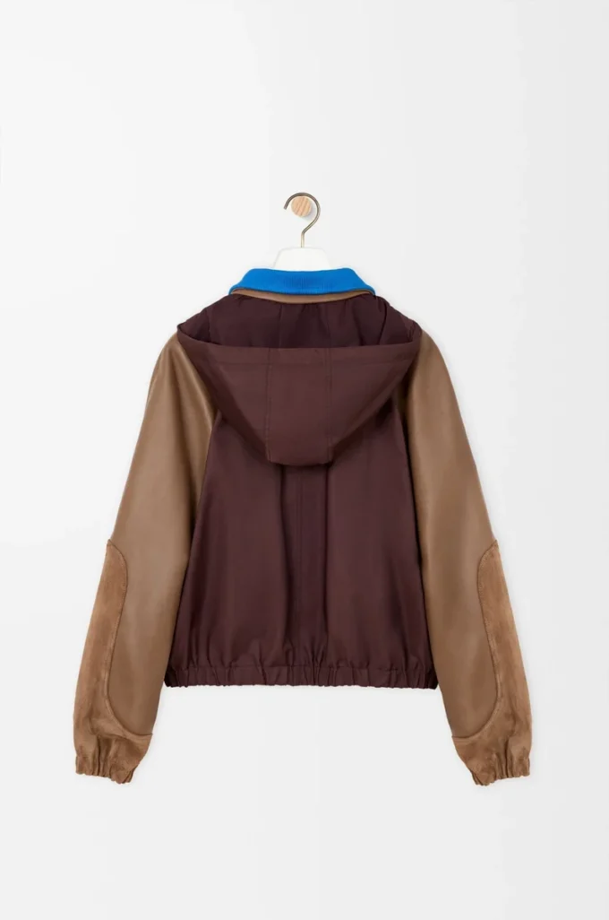 Bomber jacket in nylon, nappa lambskin and suede calfskin Brown Bomber jacket in nylon, nappa lambskin and suede calfskin Brown