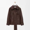 Bow jacket in nappa lambskin Dark Chocolate Bow jacket in nappa lambskin Dark Chocolate