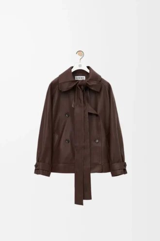 Bow jacket in nappa lambskin Dark Chocolate