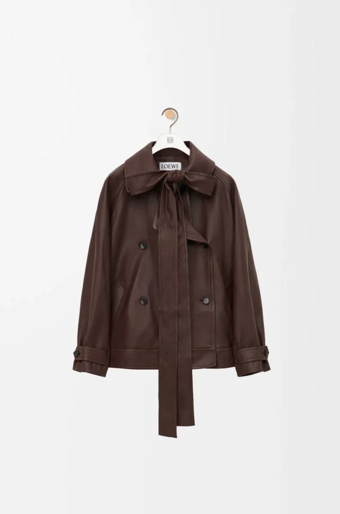 Bow jacket in nappa lambskin Dark Chocolate Bow jacket in nappa lambskin Dark Chocolate