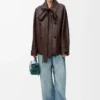 Bow jacket in nappa lambskin Dark Chocolate Bow jacket in nappa lambskin Dark Chocolate