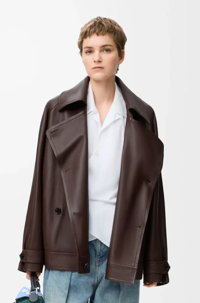 Bow jacket in nappa lambskin Dark Chocolate Bow jacket in nappa lambskin Dark Chocolate