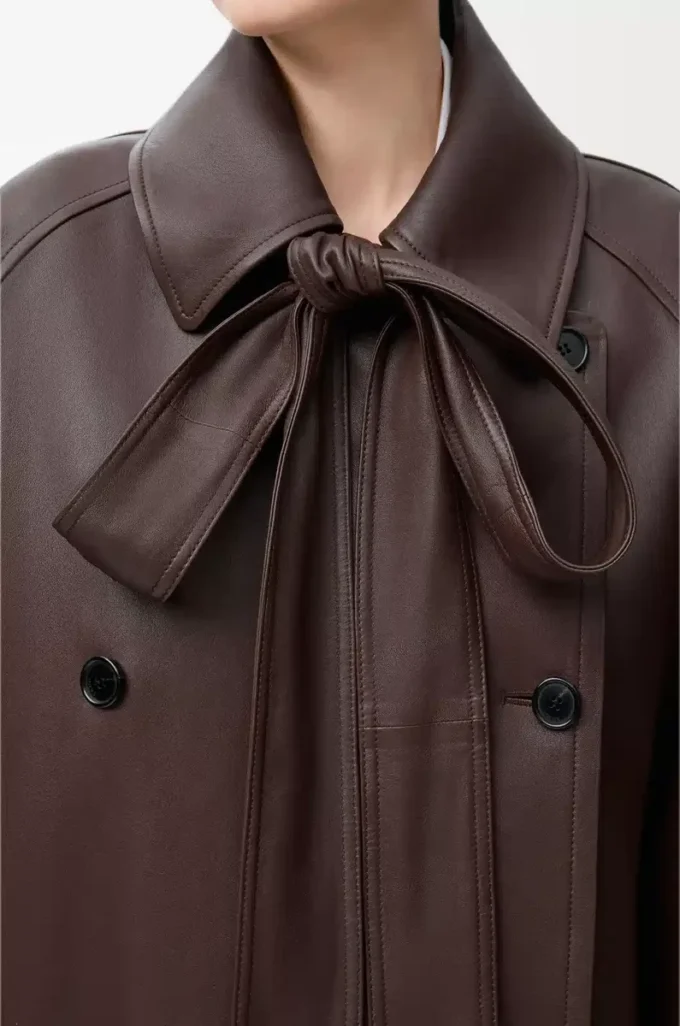 Bow jacket in nappa lambskin Dark Chocolate Bow jacket in nappa lambskin Dark Chocolate