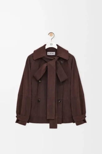 Bow jacket in suede goatskin Brown