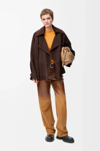 Bow jacket in suede goatskin Brown