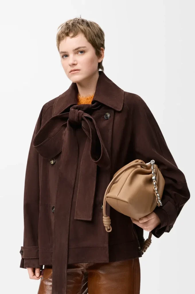 Bow jacket in suede goatskin Brown Bow jacket in suede goatskin Brown