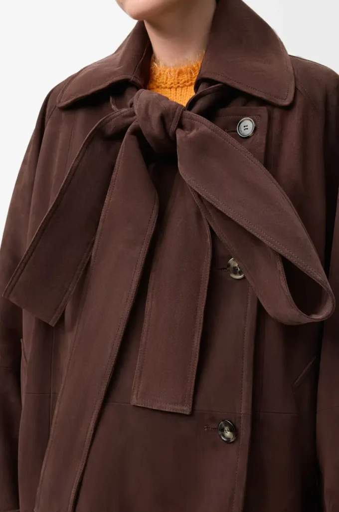 Bow jacket in suede goatskin Brown Bow jacket in suede goatskin Brown